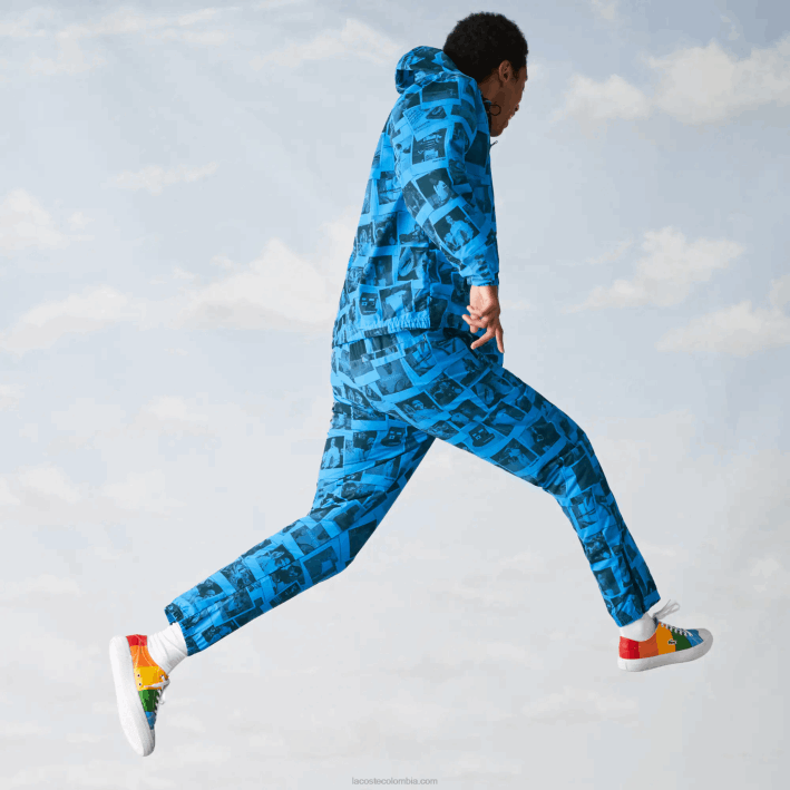 mujer Lacoste 6F241304 soplar negro azul chaqueta de colaboración polaroid en vivo