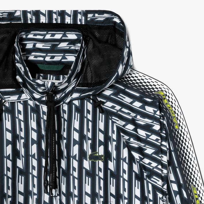 mujer Lacoste 6F242437 negro azul blanco zi8 chamarra de chándal oversize con capucha