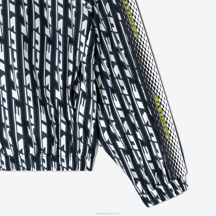 mujer Lacoste 6F242437 negro azul blanco zi8 chamarra de chándal oversize con capucha