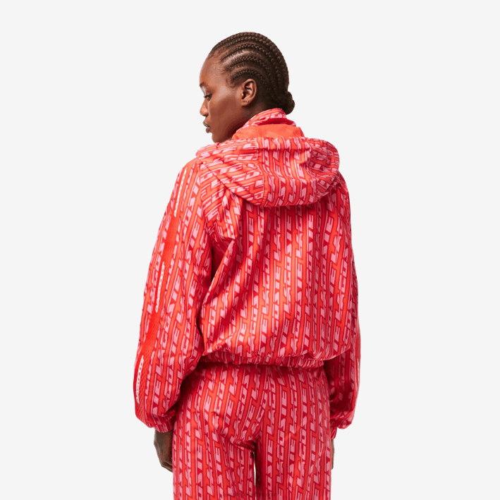 mujer Lacoste 6F242438 naranja rojo rosa zi1 chamarra de chándal oversize con capucha