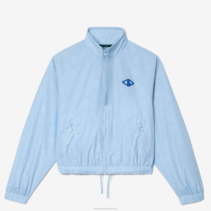 mujer Lacoste 6F242440 hbp azul chamarra deportiva con monograma estampado