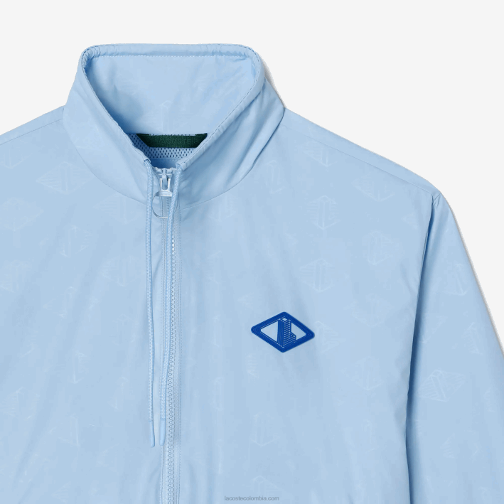 mujer Lacoste 6F242440 hbp azul chamarra deportiva con monograma estampado