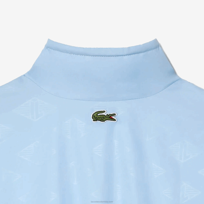 mujer Lacoste 6F242440 hbp azul chamarra deportiva con monograma estampado