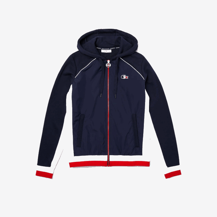 mujer Lacoste 6F242610 azul marino blanco rojo ley Sport French Sporting Spirit Edition chaqueta polar con cremallera
