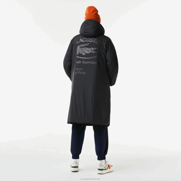 mujer Lacoste 6F242613 negro 031 chaqueta larga reversible repelente al agua
