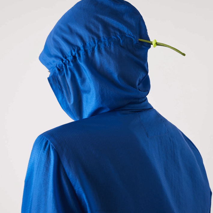 mujer Lacoste 6F242618 k1q azul chamarra deportiva repelente al agua plegable