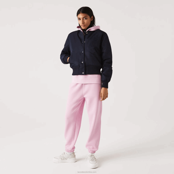 mujer Lacoste 6F242623 fondo azul marino chamarra bomber acolchada de nailon