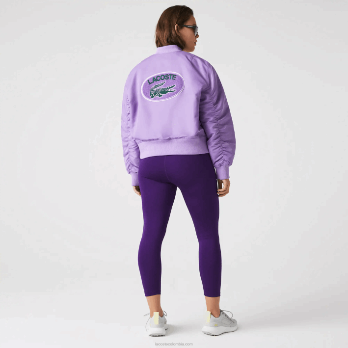 mujer Lacoste 6F242624 púrpura gfu chamarra bomber acolchada de nailon