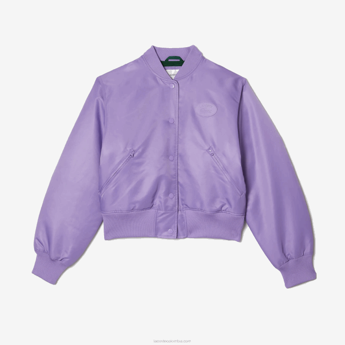 mujer Lacoste 6F242624 púrpura gfu chamarra bomber acolchada de nailon