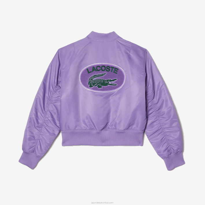 mujer Lacoste 6F242624 púrpura gfu chamarra bomber acolchada de nailon