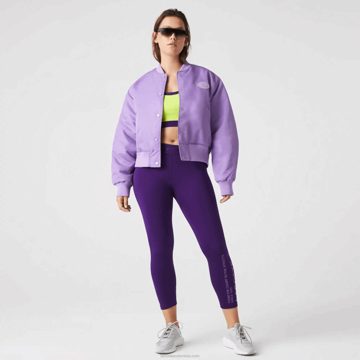 mujer Lacoste 6F242624 púrpura gfu chamarra bomber acolchada de nailon