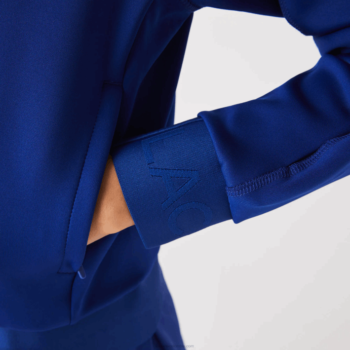 mujer Lacoste 6F242625 bdm azul chamarra de peluche elástica de dos capas