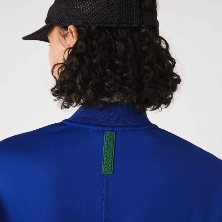 mujer Lacoste 6F242625 bdm azul chamarra de peluche elástica de dos capas