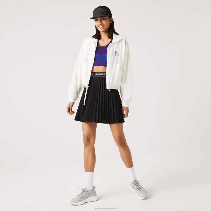 mujer Lacoste 6F242626 blanco 70v chamarra de nailon con forro de malla