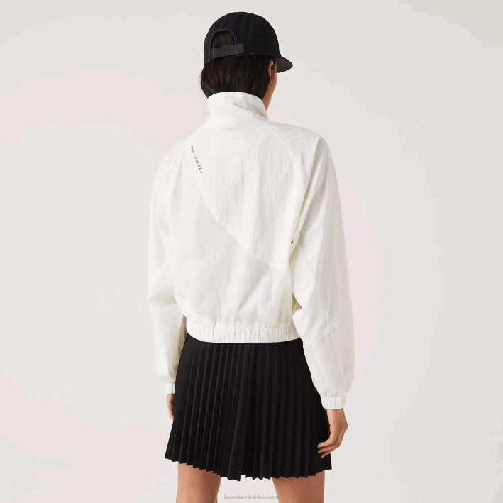 mujer Lacoste 6F242626 blanco 70v chamarra de nailon con forro de malla