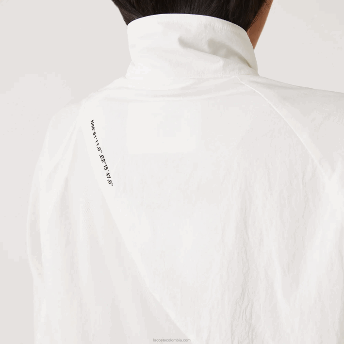 mujer Lacoste 6F242626 blanco 70v chamarra de nailon con forro de malla
