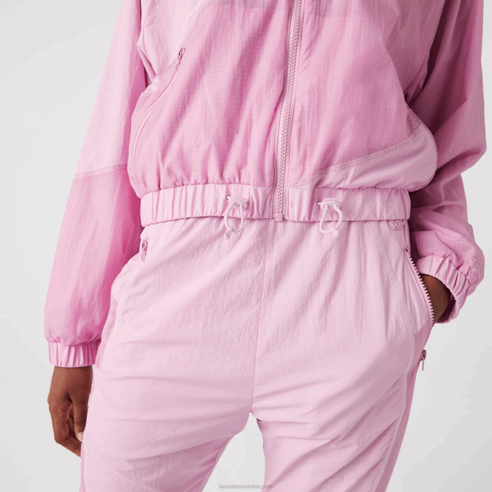 mujer Lacoste 6F242627 rosa z4h chamarra de nailon con forro de malla