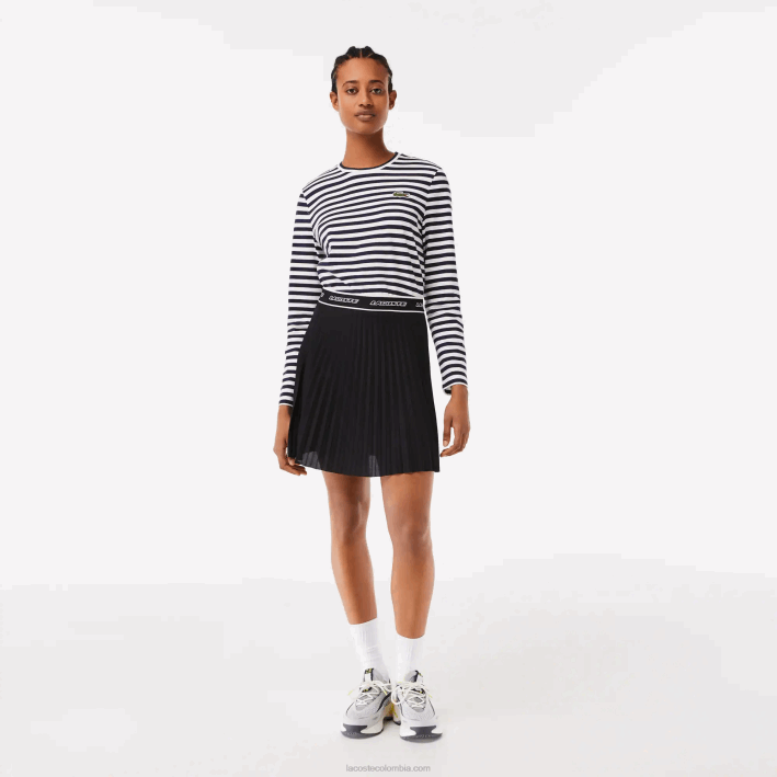 mujer Lacoste 6F242352 negro 031 falda plisada con cintura elástica