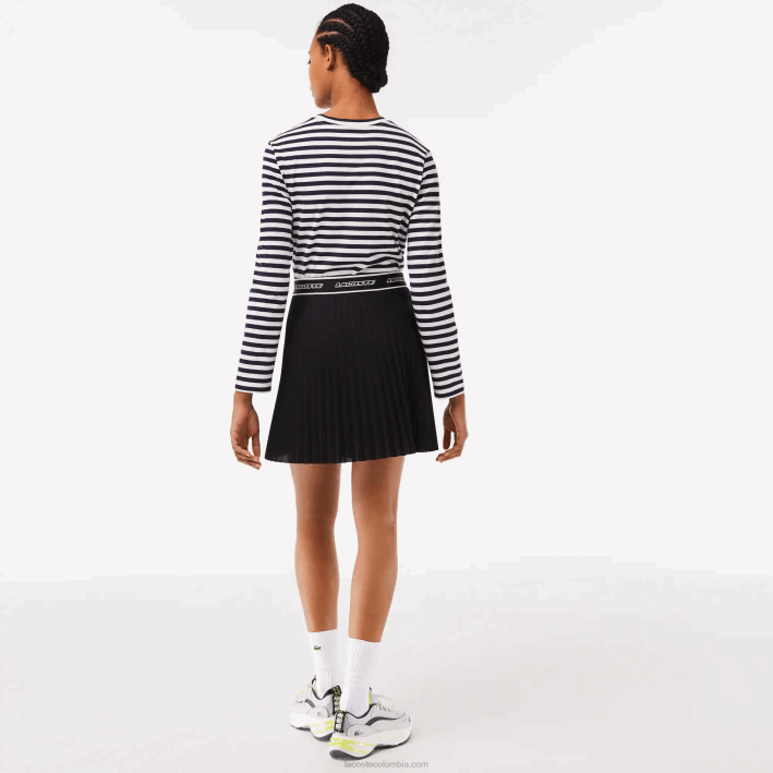 mujer Lacoste 6F242352 negro 031 falda plisada con cintura elástica