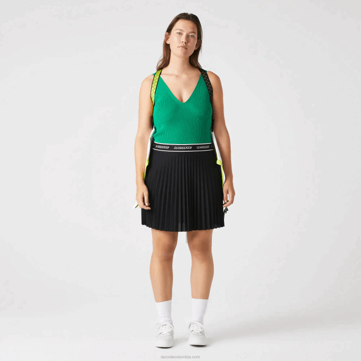 mujer Lacoste 6F242352 negro 031 falda plisada con cintura elástica