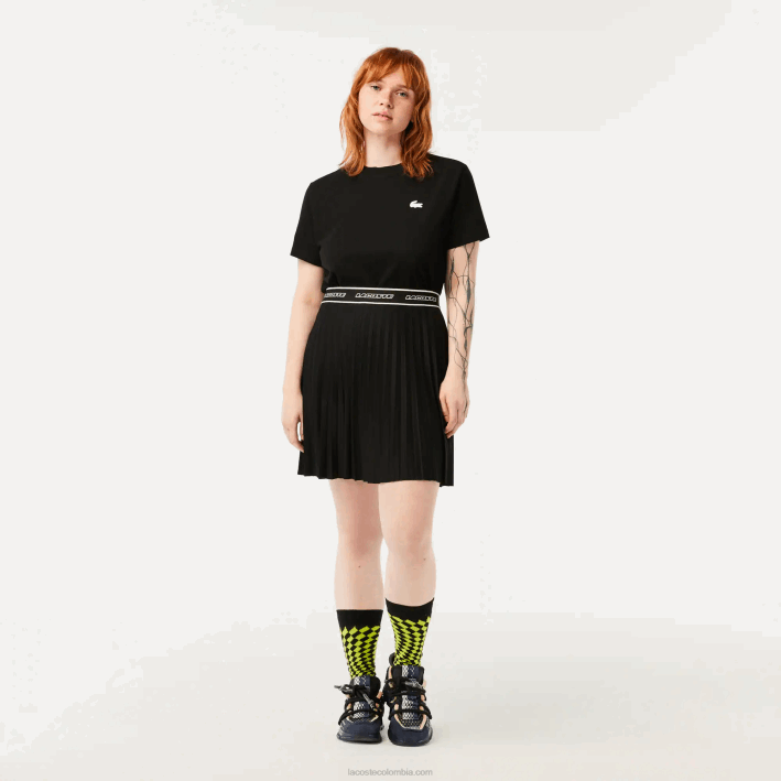 mujer Lacoste 6F242352 negro 031 falda plisada con cintura elástica