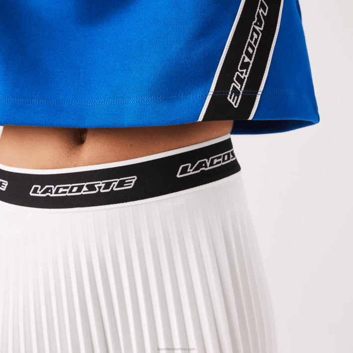 mujer Lacoste 6F242353 blanco 70v falda plisada con cintura elástica