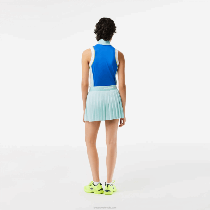 mujer Lacoste 6F242389 verde claro amarillo tid faldas plisadas de tenis con shorts incorporados