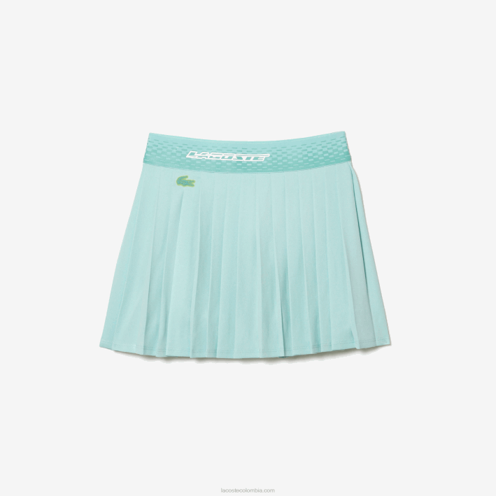 mujer Lacoste 6F242389 verde claro amarillo tid faldas plisadas de tenis con shorts incorporados