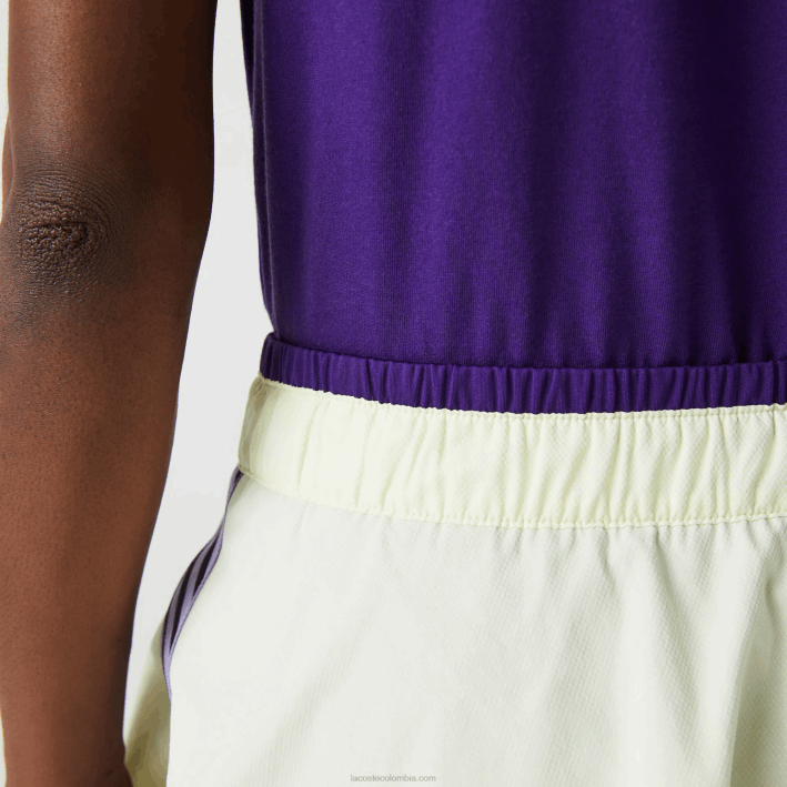 mujer Lacoste 6F242592 amarillo morado 4xk falda tenis corta sport incorporada