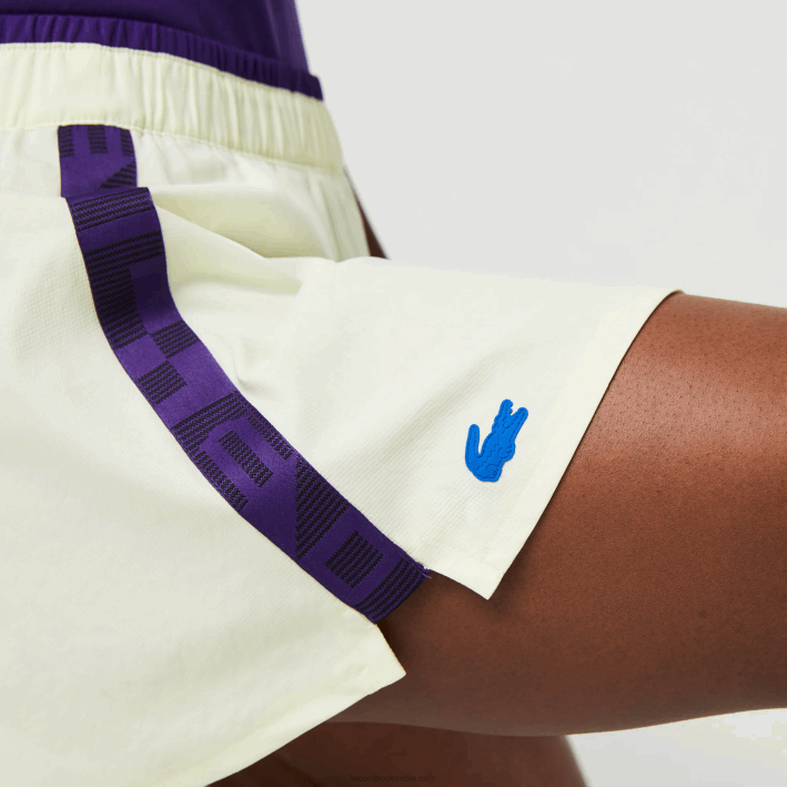 mujer Lacoste 6F242592 amarillo morado 4xk falda tenis corta sport incorporada