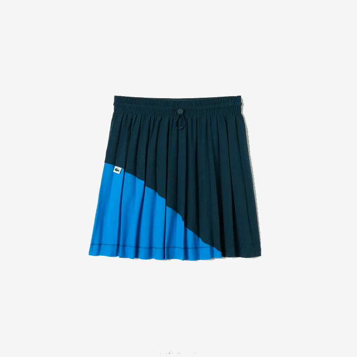 mujer Lacoste 6F242595 luh azul falda plisada con diseño colour block