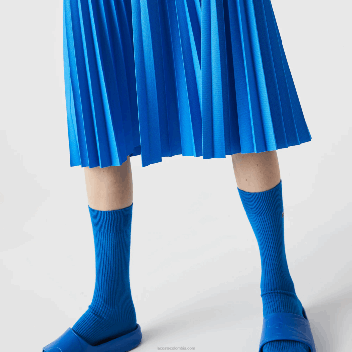 mujer Lacoste 6F242600 tv azul falda plisada fluida con cintura elástica