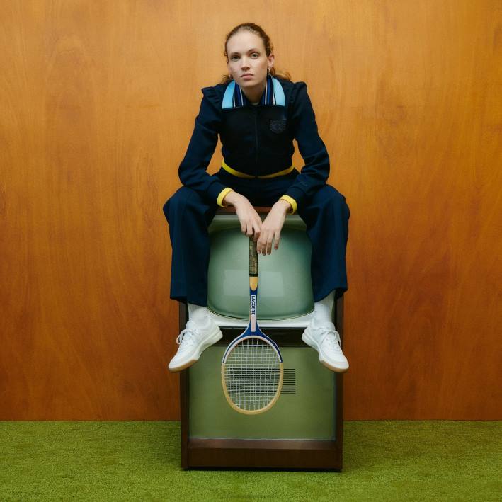 mujer6F242667 azul marino 166 pantalones de chándal de piqué de dos capas lacoste x goop