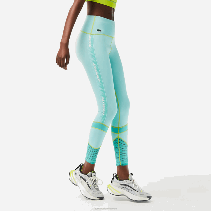mujer Lacoste 6F242401 menta j6d leggins deportivos con franja del logo