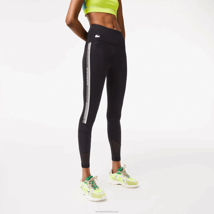 mujer Lacoste 6F242402 negro 8vm leggins deportivos con franja del logo