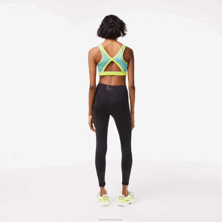 mujer Lacoste 6F242402 negro 8vm leggins deportivos con franja del logo