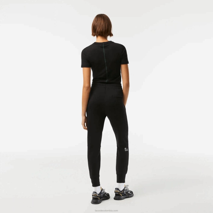 mujer Lacoste 6F242404 negro 031 pantalones de chándal de punto de algodón