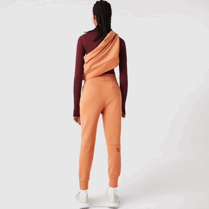mujer Lacoste 6F242405 wwc naranja pantalones de chándal de punto de algodón