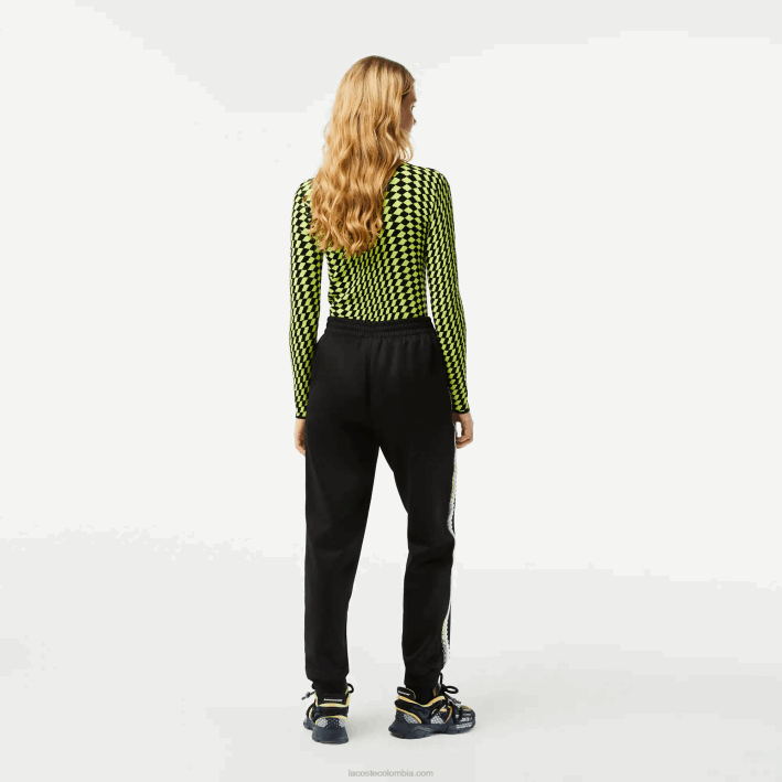 mujer Lacoste 6F242406 negro 031 pantalones de chándal con franja del logo