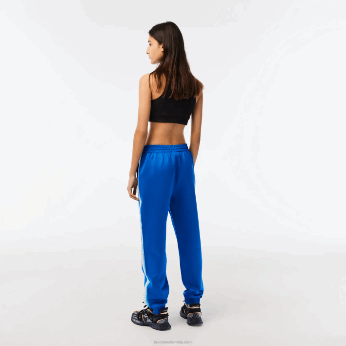 mujer Lacoste 6F242407 kxb azul pantalones de chándal con franja del logo