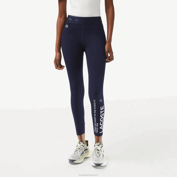 mujer Lacoste 6F242408 azul marino 166 leggins sport 7/8 largo poliéster reciclado