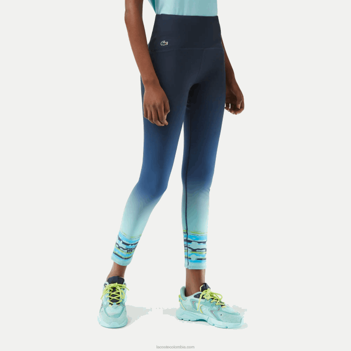 mujer Lacoste 6F242410 kxe azul sport miami edición abierta legging