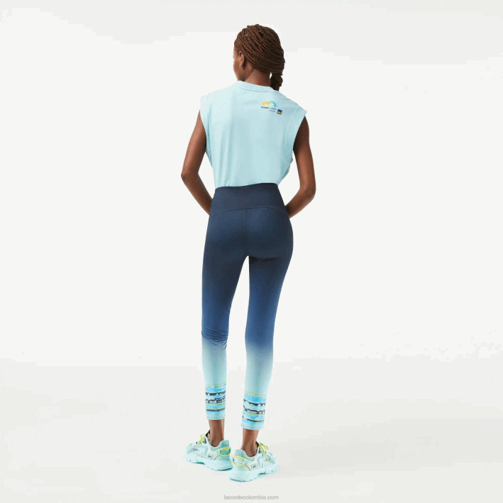 mujer Lacoste 6F242410 kxe azul sport miami edición abierta legging