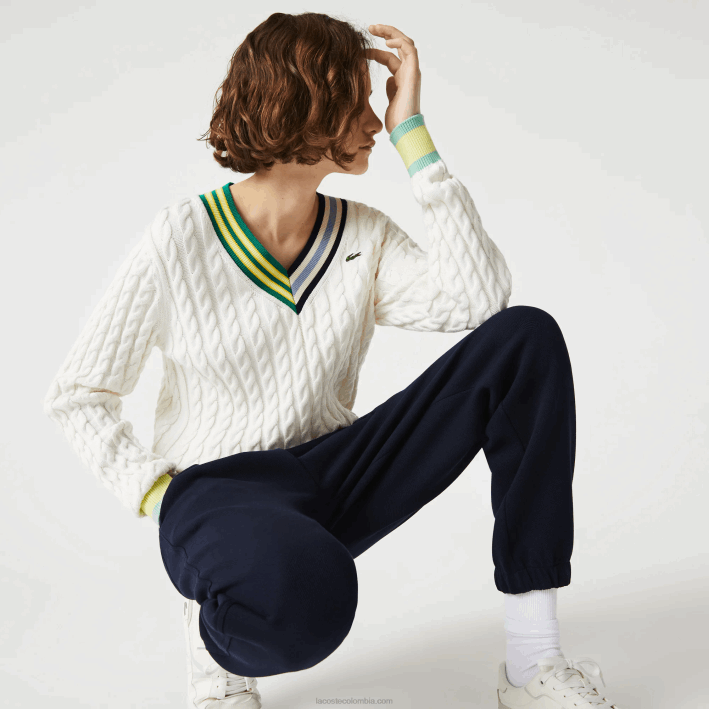 mujer Lacoste 6F242413 azul marino 166 joggers de mezcla de algodón