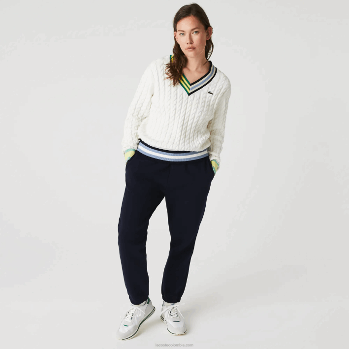 mujer Lacoste 6F242413 azul marino 166 joggers de mezcla de algodón