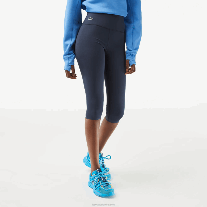 mujer Lacoste 6F242425 kxe azul leggins deportivos cropped lisos