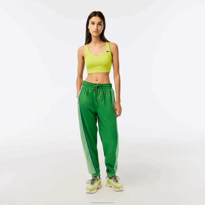 mujer Lacoste 6F242426 base de datos verde pants con efecto perforado mujer Lacoste 6F242426 base de datos verde pants con efecto perforado