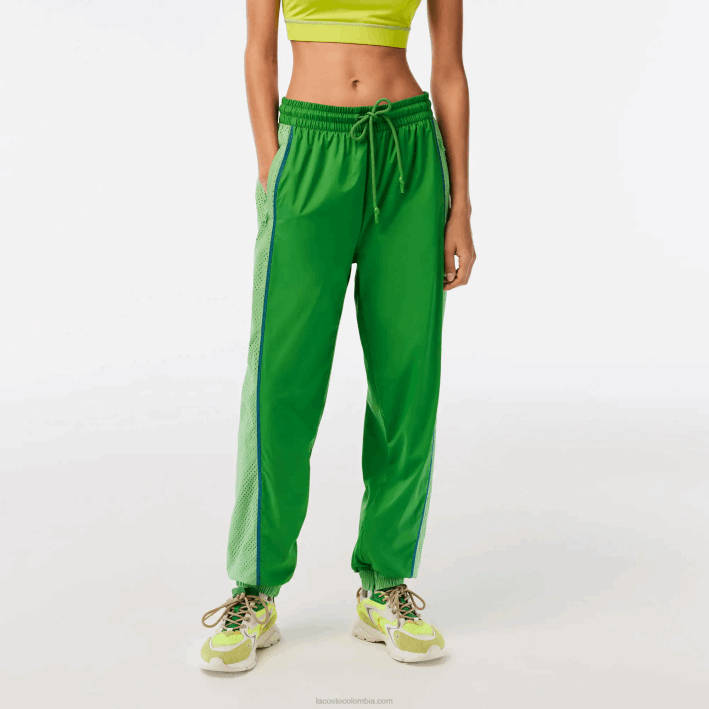 mujer Lacoste 6F242426 base de datos verde pants con efecto perforado