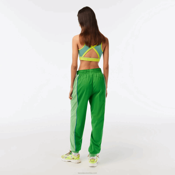 mujer Lacoste 6F242426 base de datos verde pants con efecto perforado