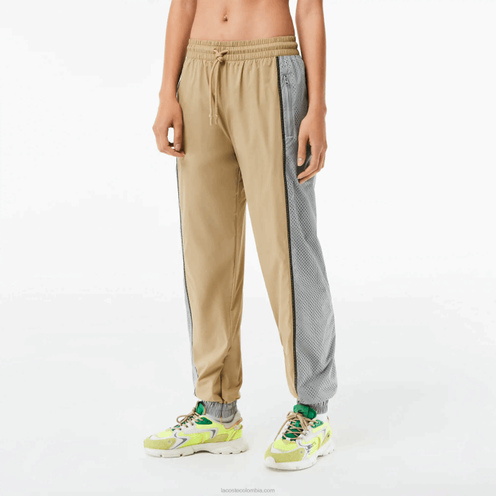 mujer Lacoste 6F242427 beige gris 7je pants con efecto perforado